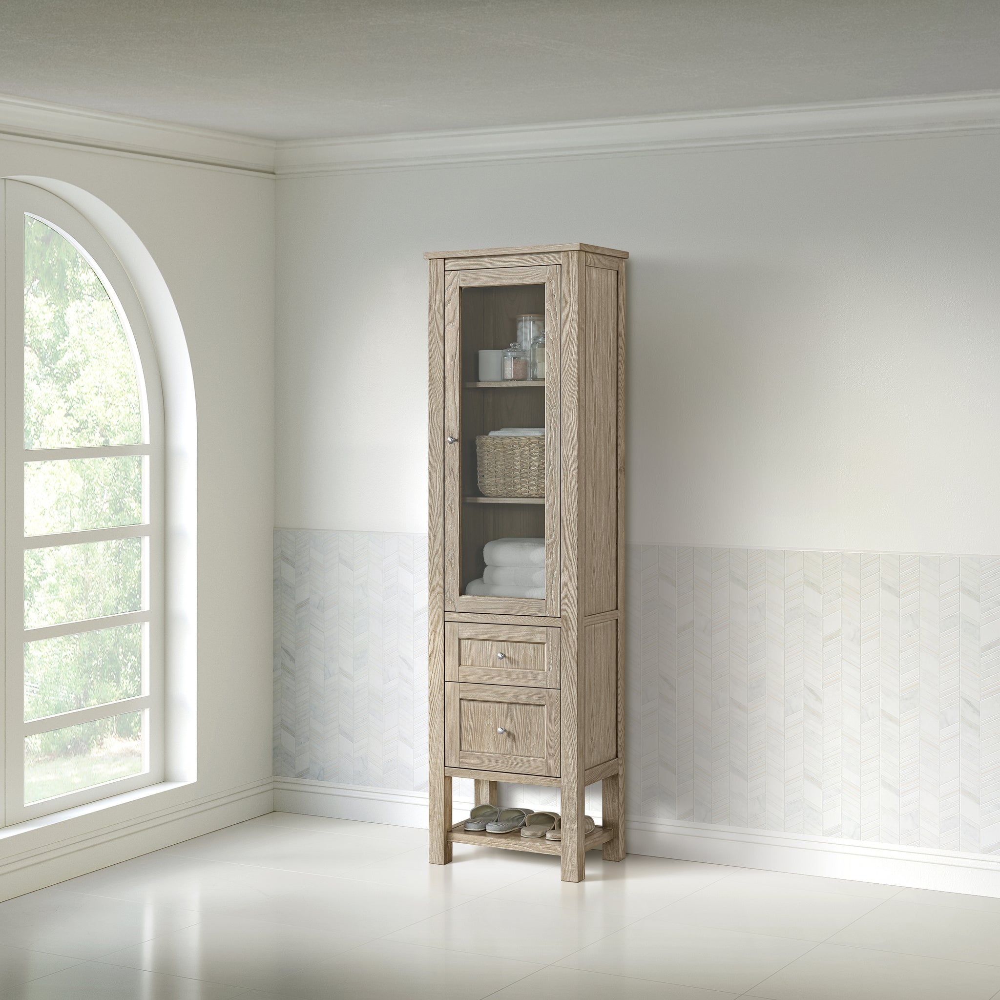 James Martin Breckenridge Linen Cabinet, Whitewashed Oak, view 6