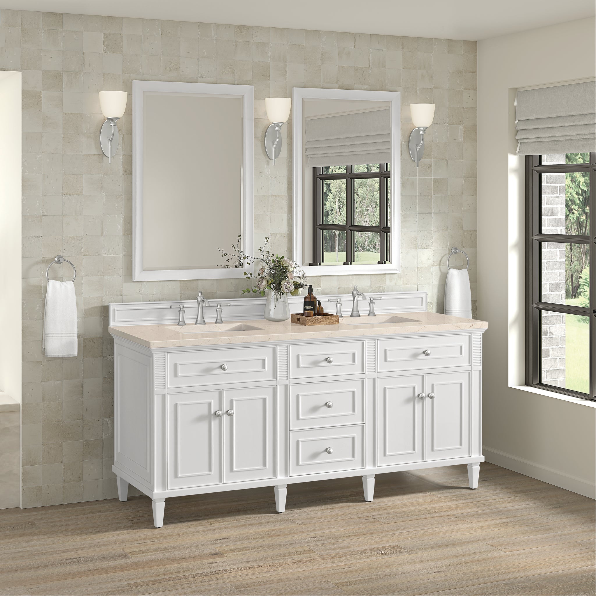 James Martin Lorelai 72" Double Bathroom Vanity, Bright White, view 25