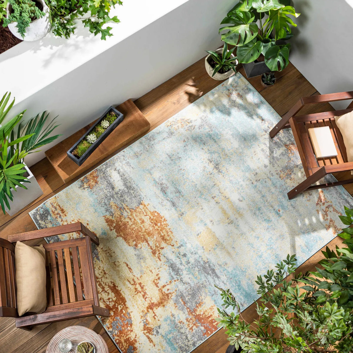 Mecosta Light Outdoor Area Rug - Clearance, installed in a room