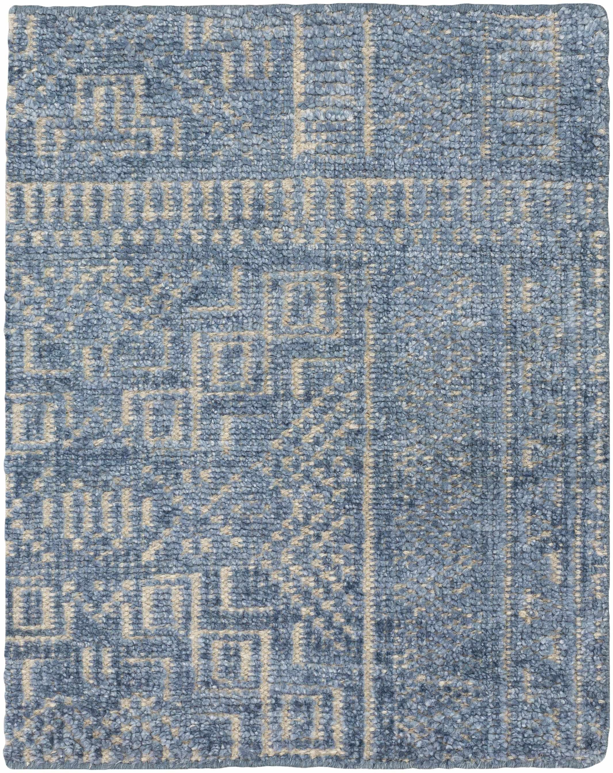 Meigs Blue Premium Viscose&Wool Rug - Clearance by Boutique Rugs