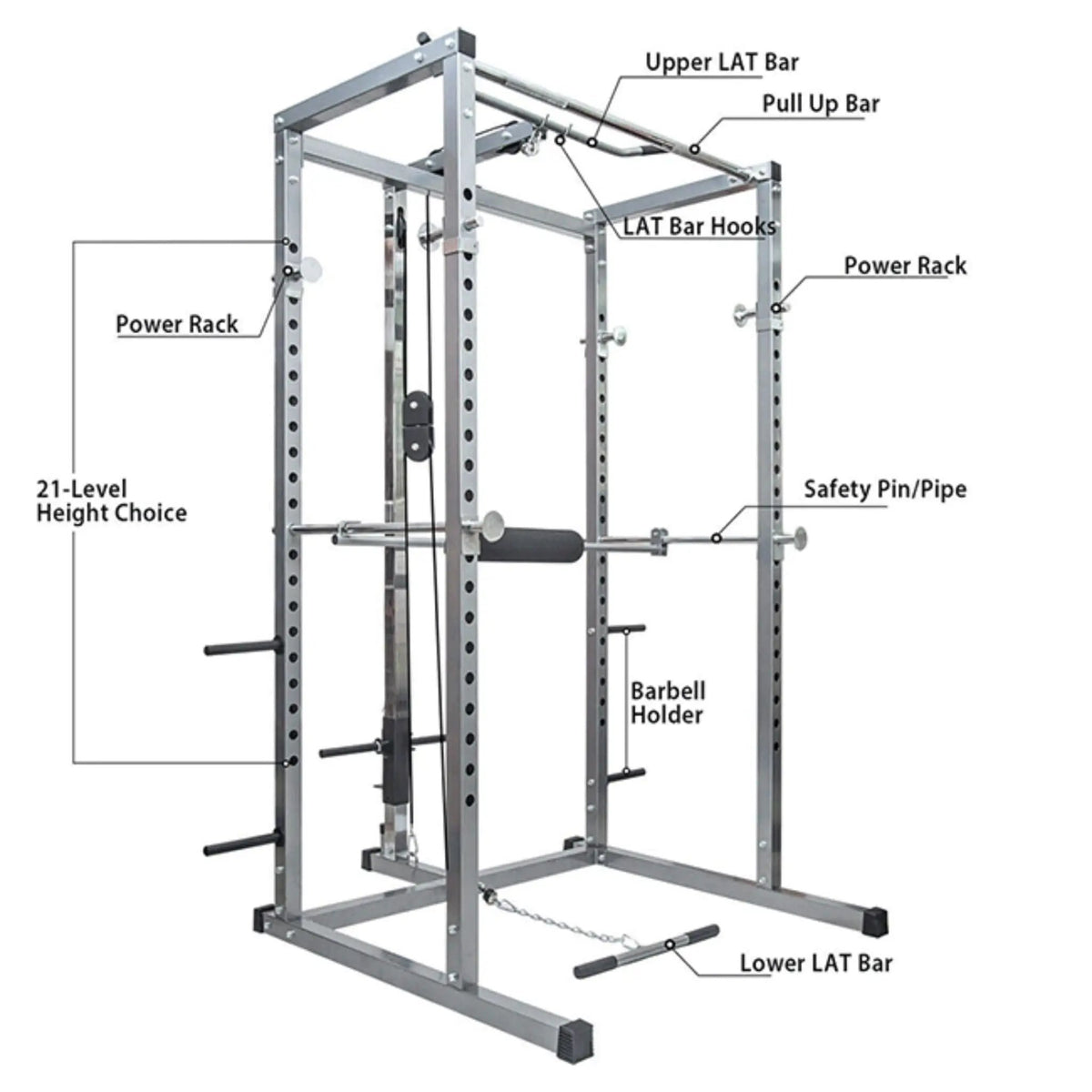 Merax Multi-Functional Olympic Power Squat Rack Cage For Home & Gym (SAK98719) by SAKSBY WHOLESALE