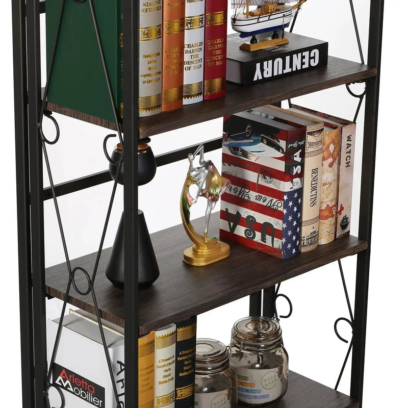 Metal 5 Shelf Folding Bookshelf Industrial Frame by House Of Avana