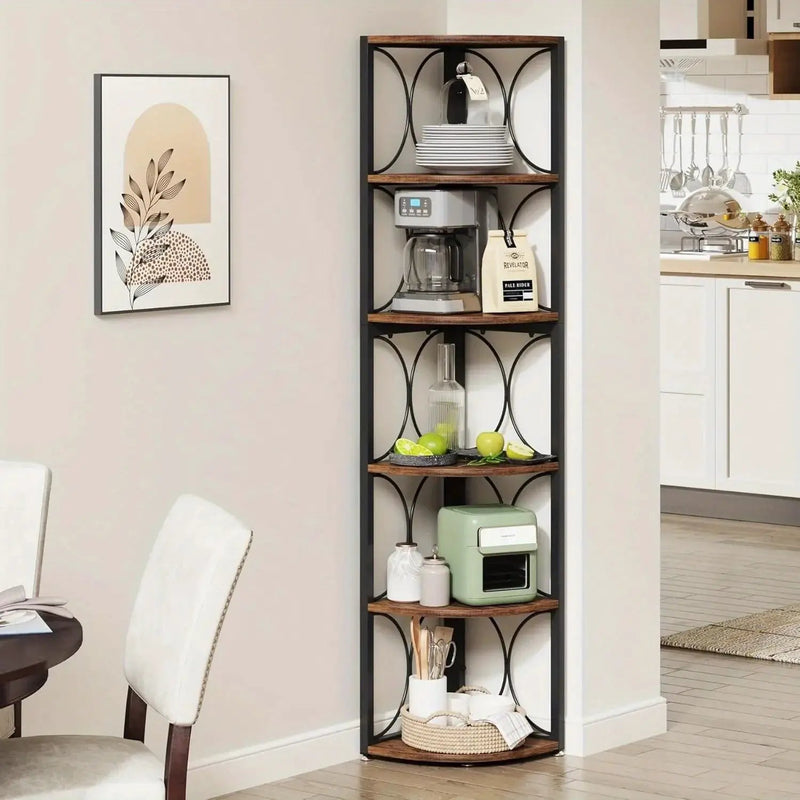 Metal and Hardwood 5-Tier Storage Shelves with Durable Frame by House Of Avana