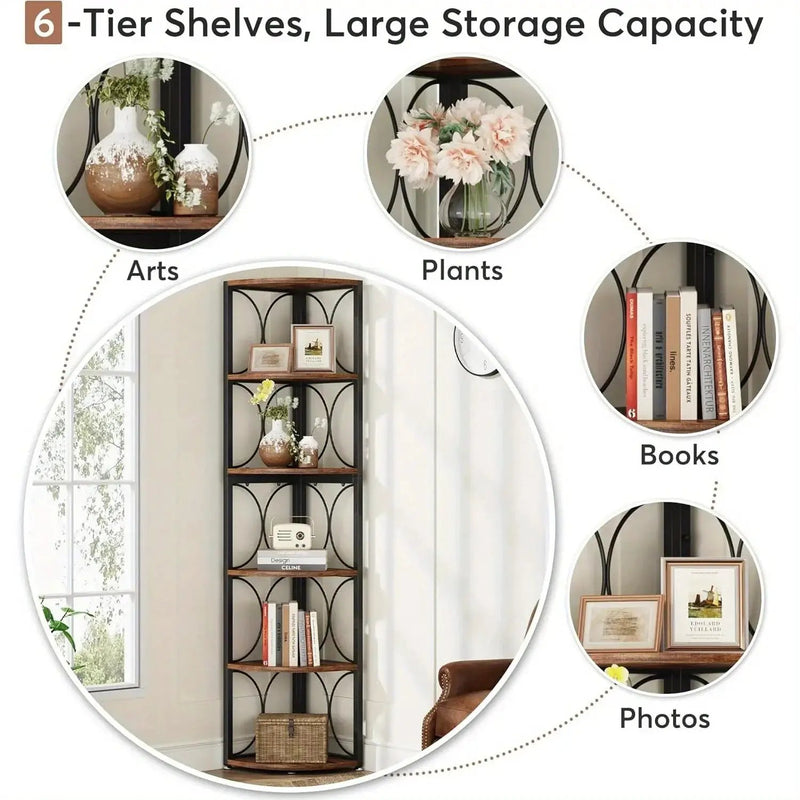 Metal and Hardwood 5-Tier Storage Shelves with Durable Frame by House Of Avana