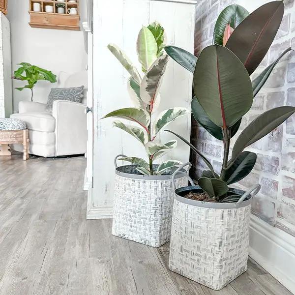 Whitewashed Woven Metal Baskets, Set of 2 by Decor Steals