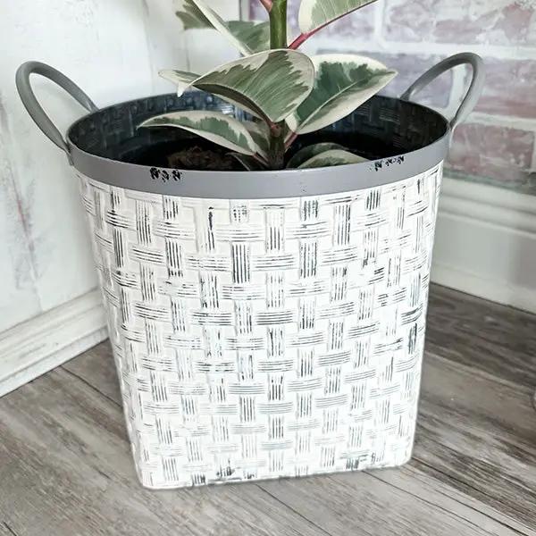 Whitewashed Woven Metal Baskets, Set of 2 by Decor Steals
