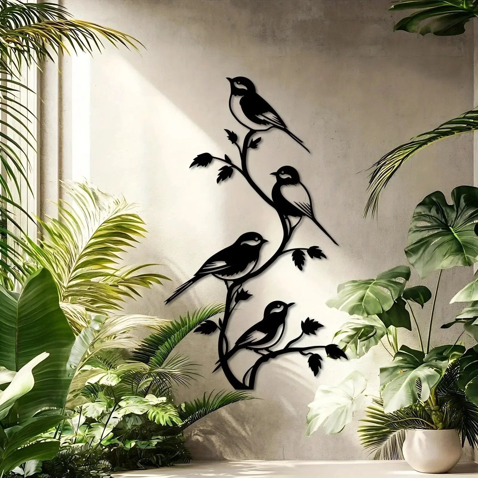 Metal Bird Silhouette Wall Sculpture - Handcrafted Laser-Cut Iron Art, 2D Flat Rustic Decor by House Of Avana