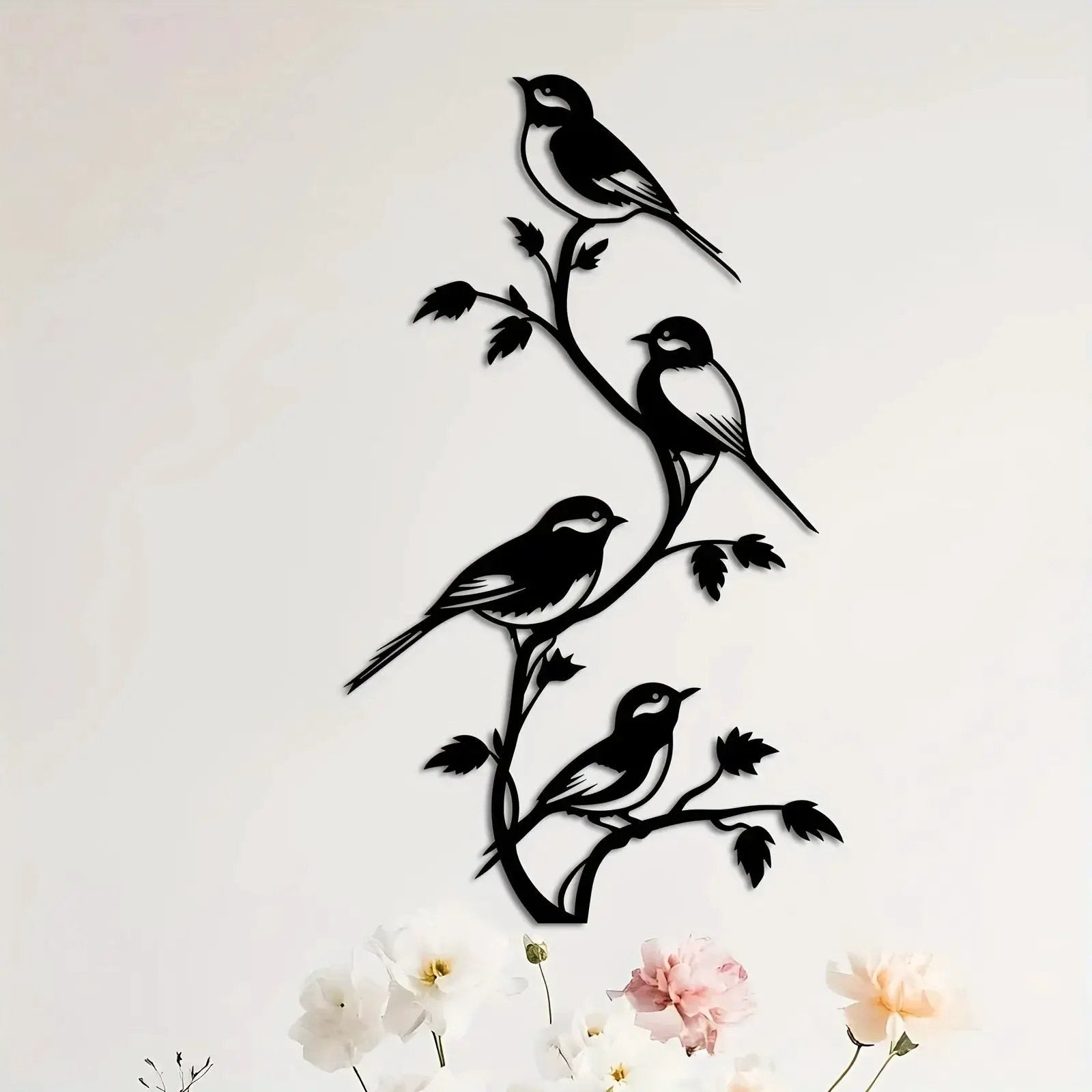 Metal Bird Silhouette Wall Sculpture - Handcrafted Laser-Cut Iron Art, 2D Flat Rustic Decor by House Of Avana