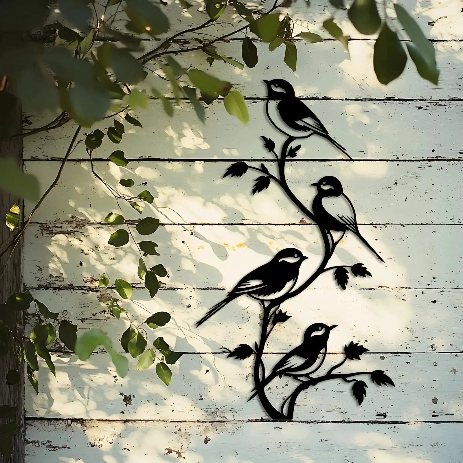 Metal Bird Silhouette Wall Sculpture - Handcrafted Laser-Cut Iron Art, 2D Flat Rustic Decor by House Of Avana