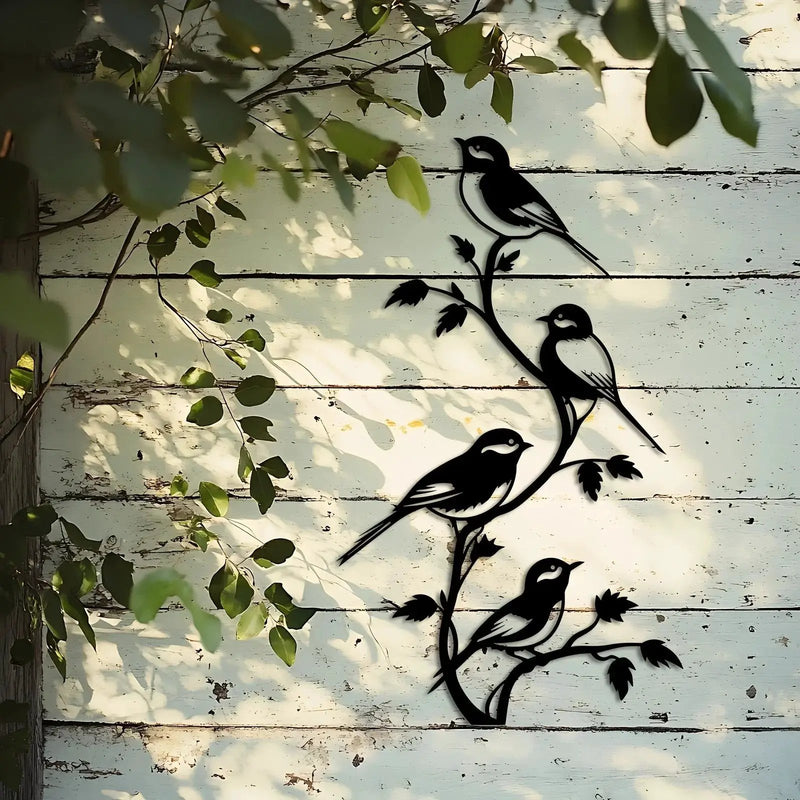 Metal Bird Silhouette Wall Sculpture - Handcrafted Laser-Cut Iron Art, 2D Flat Rustic Decor by House Of Avana