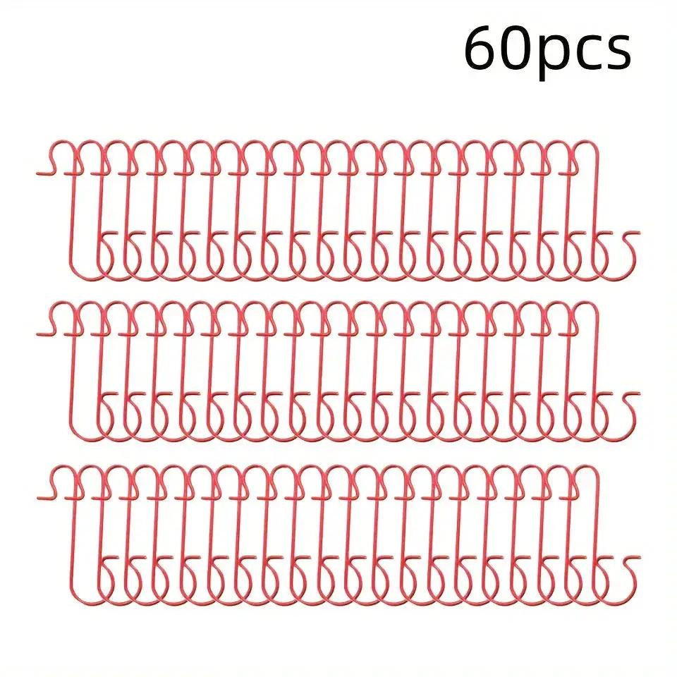 Metal Christmas Ornament Hooks - 60pcs Silvery Golden Red Green Hangers by House Of Avana