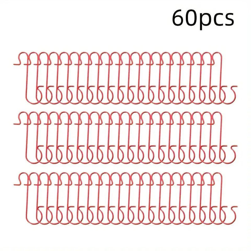 Metal Christmas Ornament Hooks - 60pcs Silvery Golden Red Green Hangers by House Of Avana