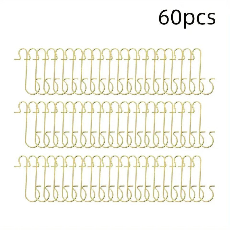 Metal Christmas Ornament Hooks - 60pcs Silvery Golden Red Green Hangers by House Of Avana