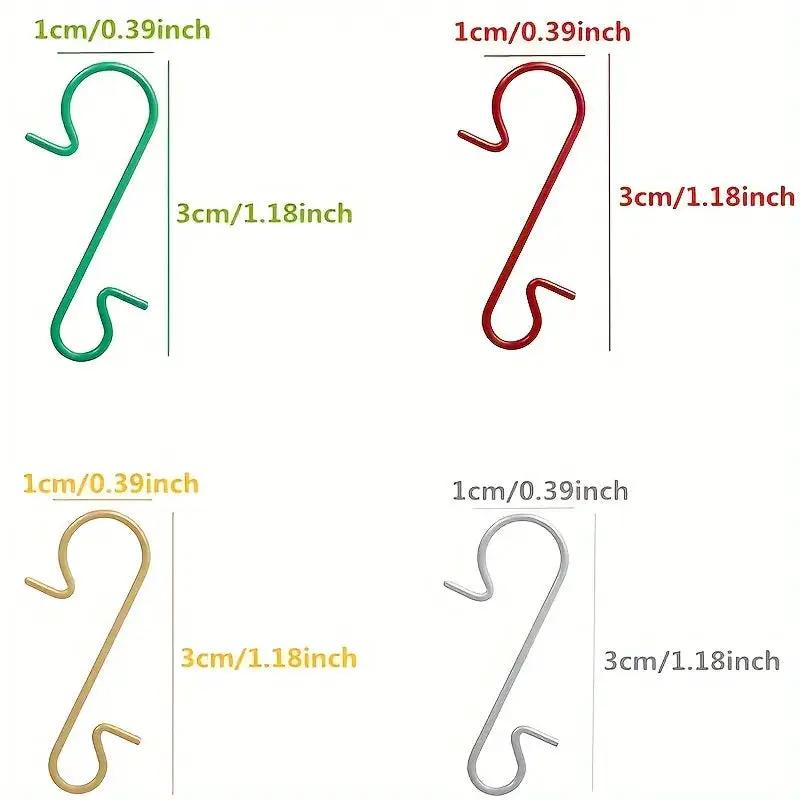 Metal Christmas Ornament Hooks - 60pcs Silvery Golden Red Green Hangers by House Of Avana