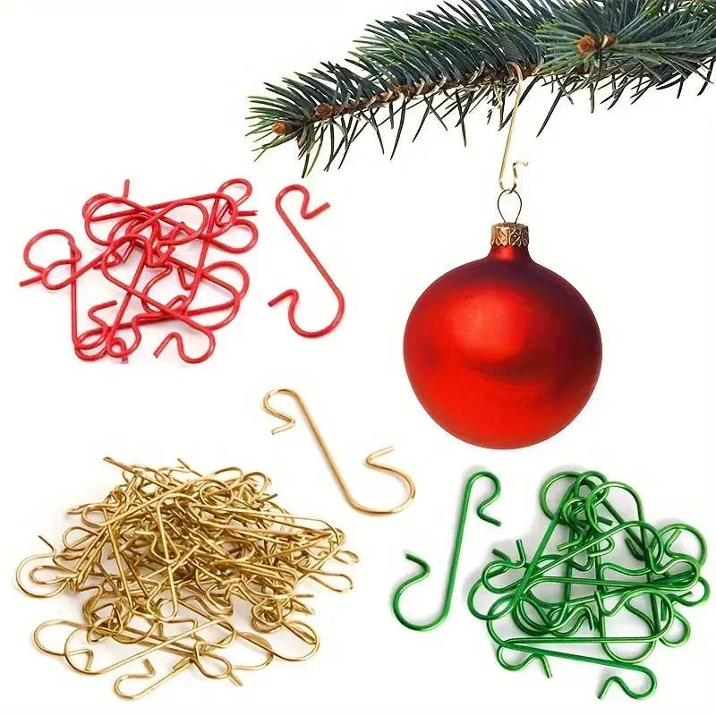Metal Christmas Ornament Hooks - 60pcs Silvery Golden Red Green Hangers by House Of Avana