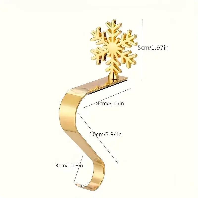 Metal Christmas Stocking Holder Set, 4pcs Golden with Non-Slip Hooks by House Of Avana