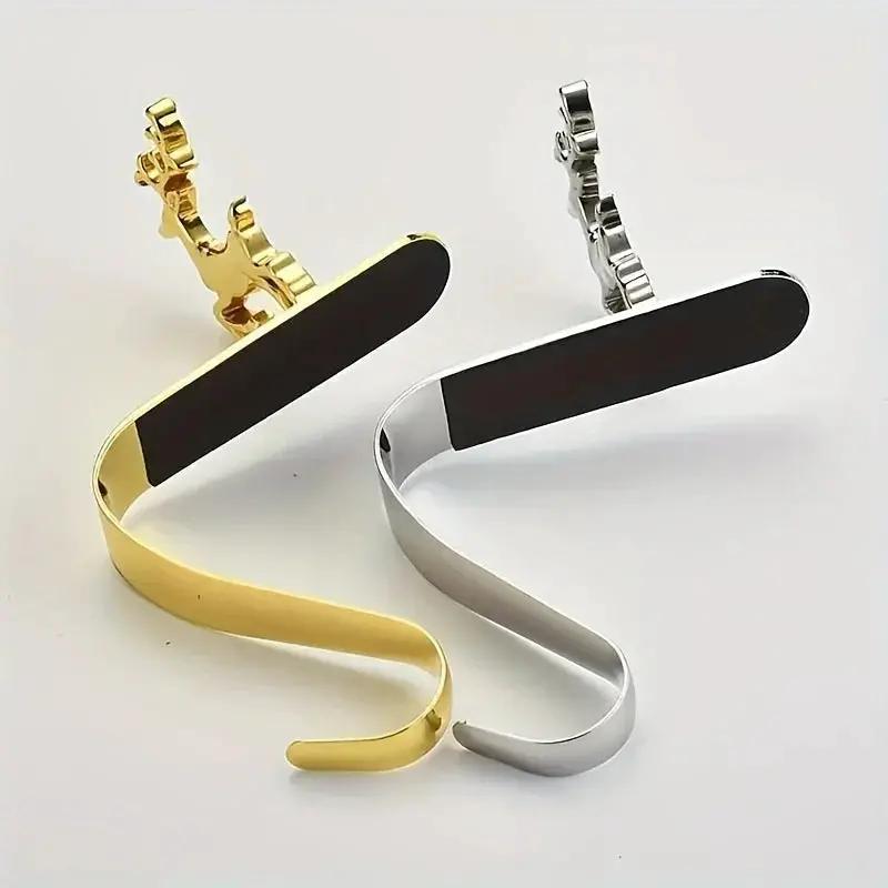Metal Christmas Stocking Holder Set, 4pcs Golden with Non-Slip Hooks by House Of Avana