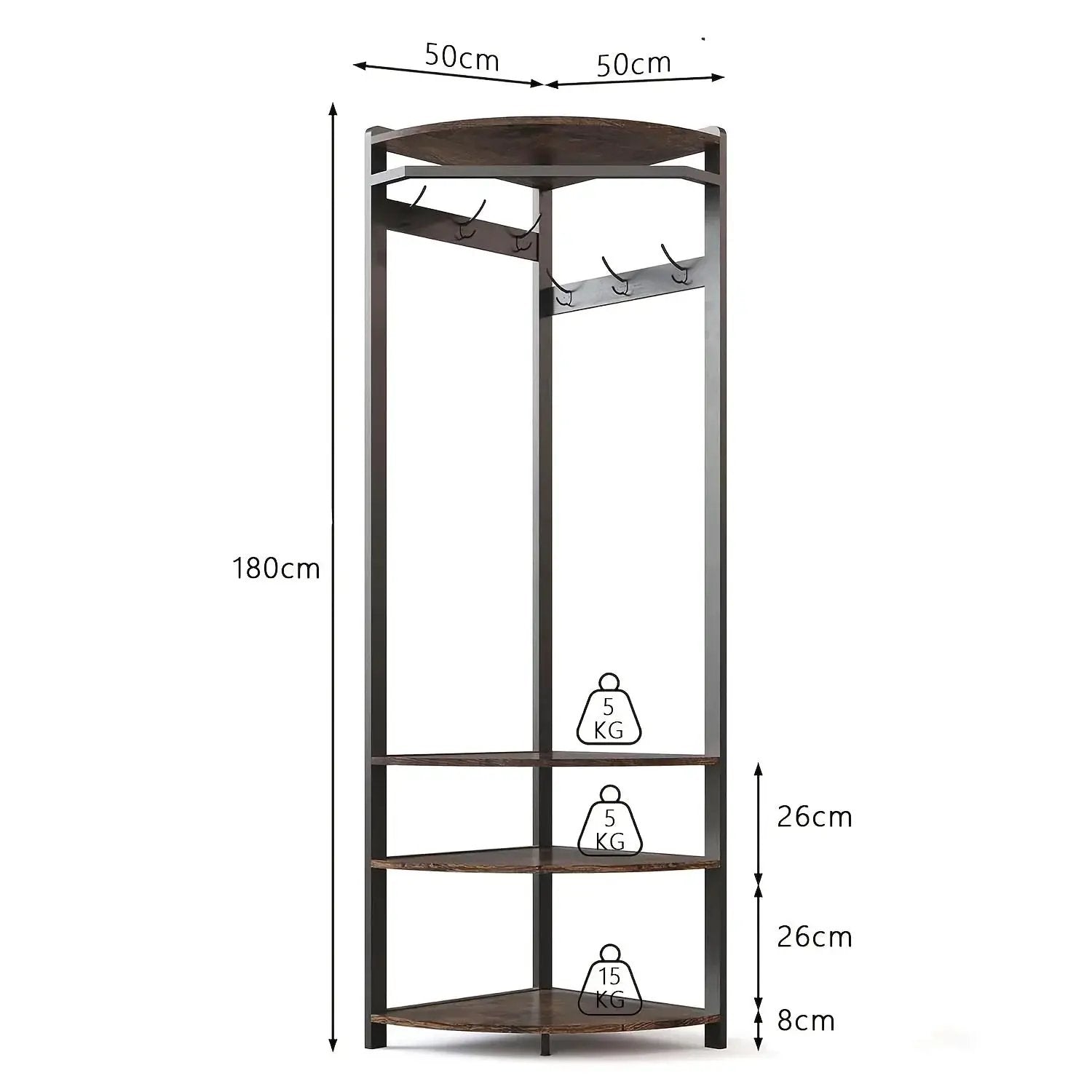 Metal Corner Coat Rack with 6 Double Hooks, Space Saving Storage by House Of Avana