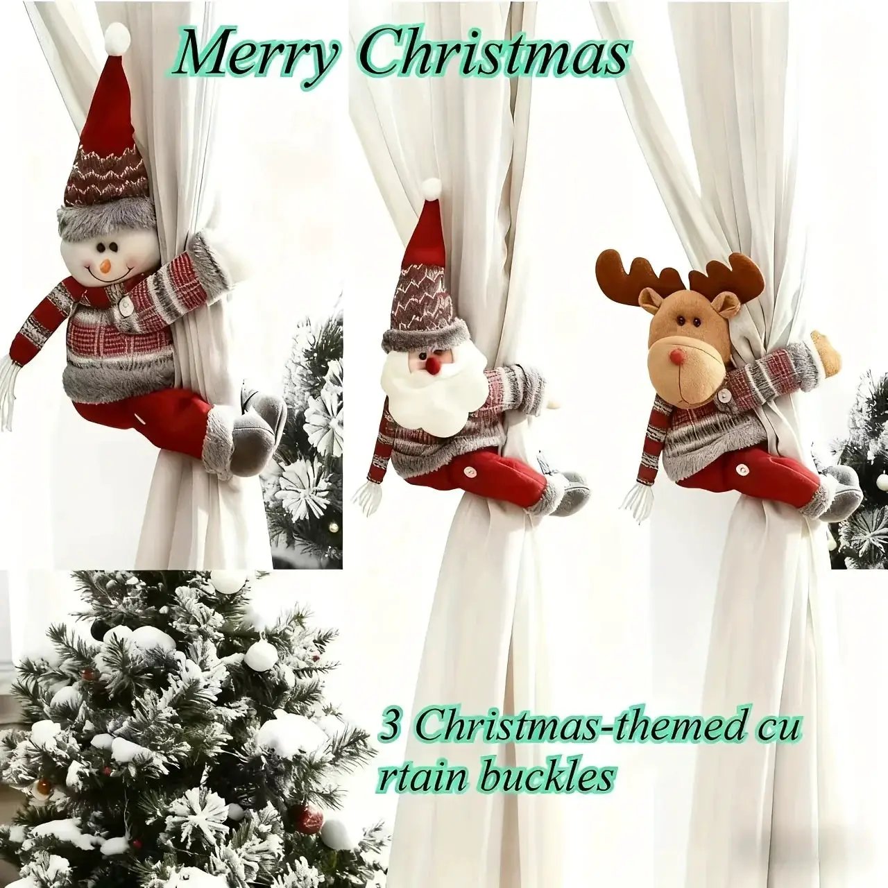 Metal Curtain Buckles - Christmas Santa Claus, Deer, Snowman Designs by House Of Avana