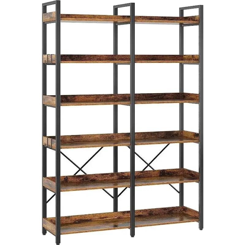 Metal Display Rack with 6 Open Shelves and Hooks by House Of Avana