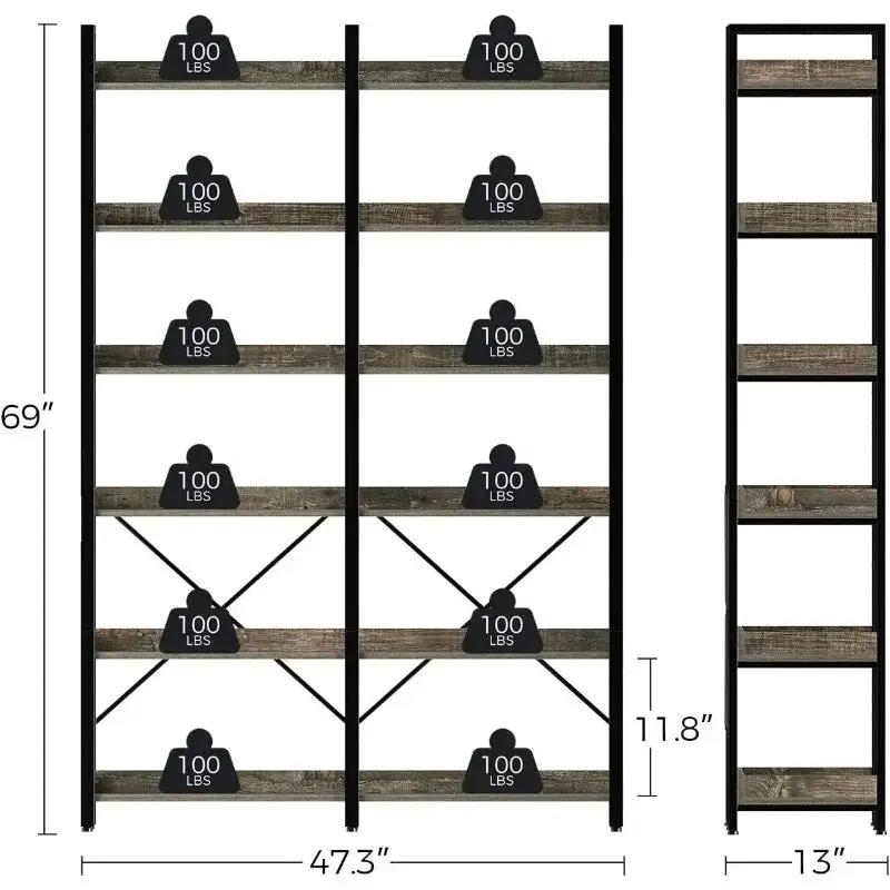 Metal Display Rack with 6 Open Shelves and Hooks by House Of Avana