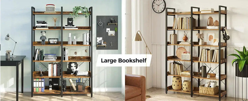 Metal Display Rack with 6 Open Shelves and Hooks by House Of Avana