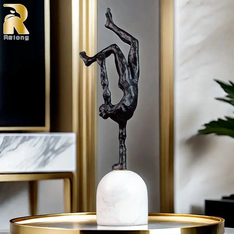 Metal Figurine - Modern Metal Marble Base by House Of Avana