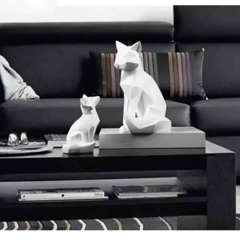 Geometric Fox Sculpture Set Modern Animal Figurines by House Of Avana
