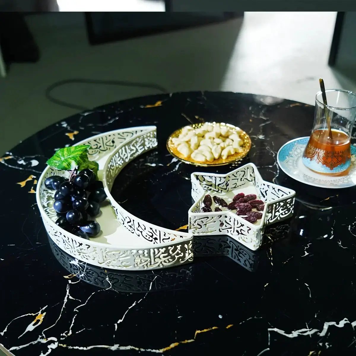 Metal Fruit Tray - Star Moon Iron Design by House Of Avana