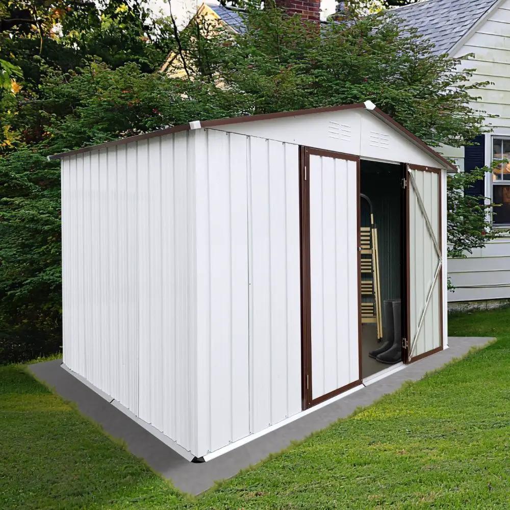 [08X10FT] Alora Premium Large White Outdoor Metal Garden Storage Shed (SAK93617) by SAKSBY WHOLESALE