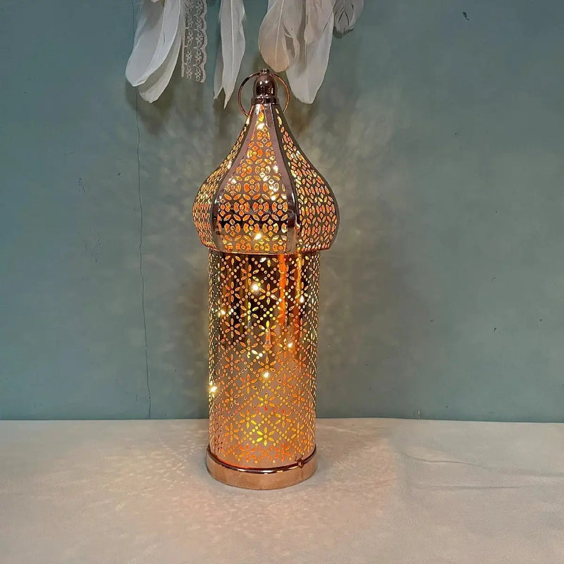 Metal Lantern Lamp - Rose Gold Moroccan by House Of Avana