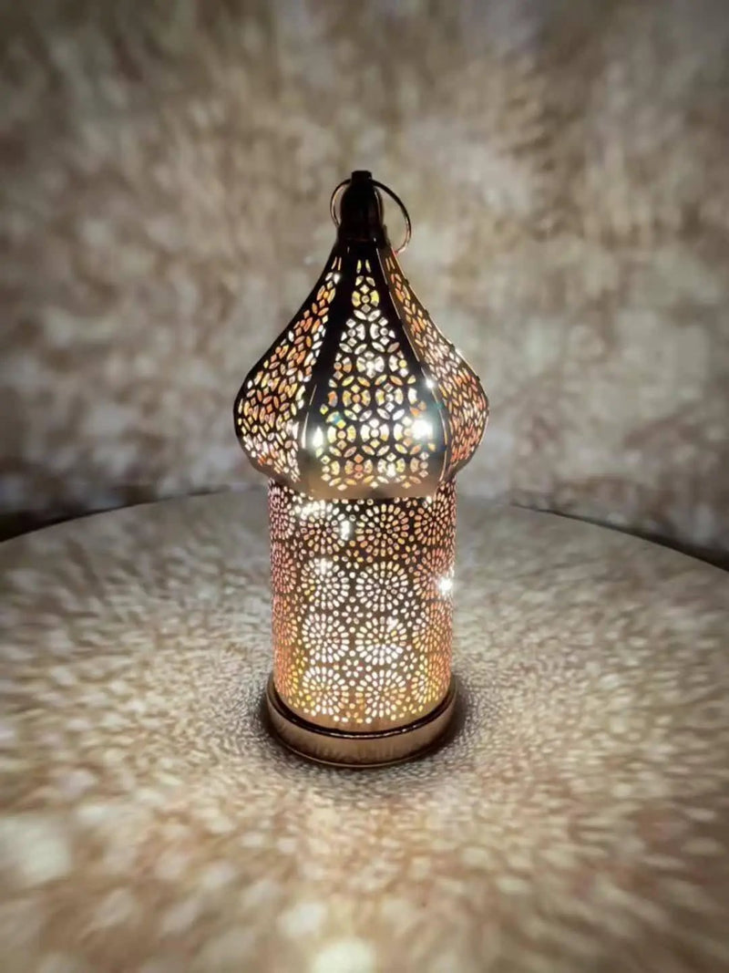 Metal Lantern Lamp - Rose Gold Moroccan by House Of Avana