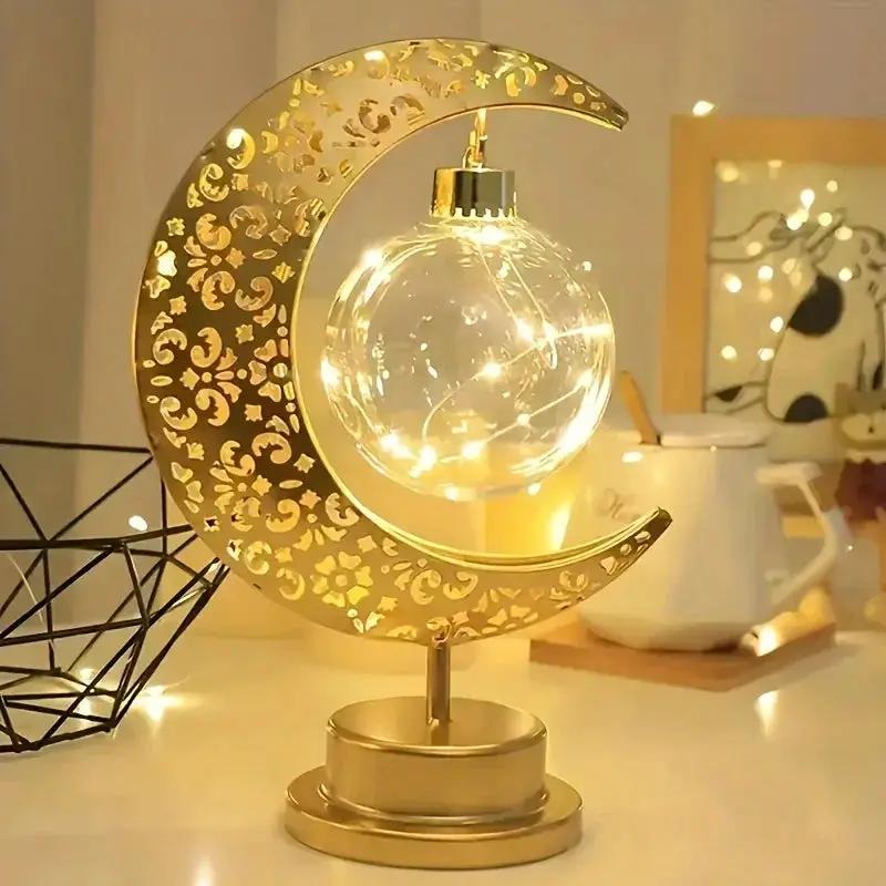 Metal Night Light - Golden Crescent Moon LED by House Of Avana