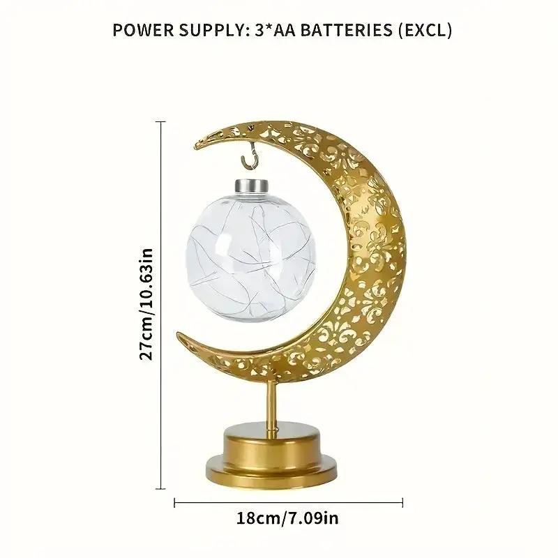 Metal Night Light - Golden Crescent Moon LED by House Of Avana