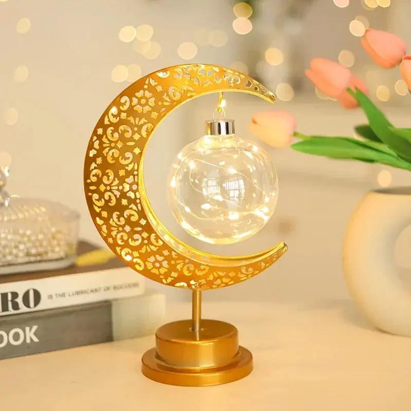 Metal Night Light - Golden Crescent Moon LED by House Of Avana