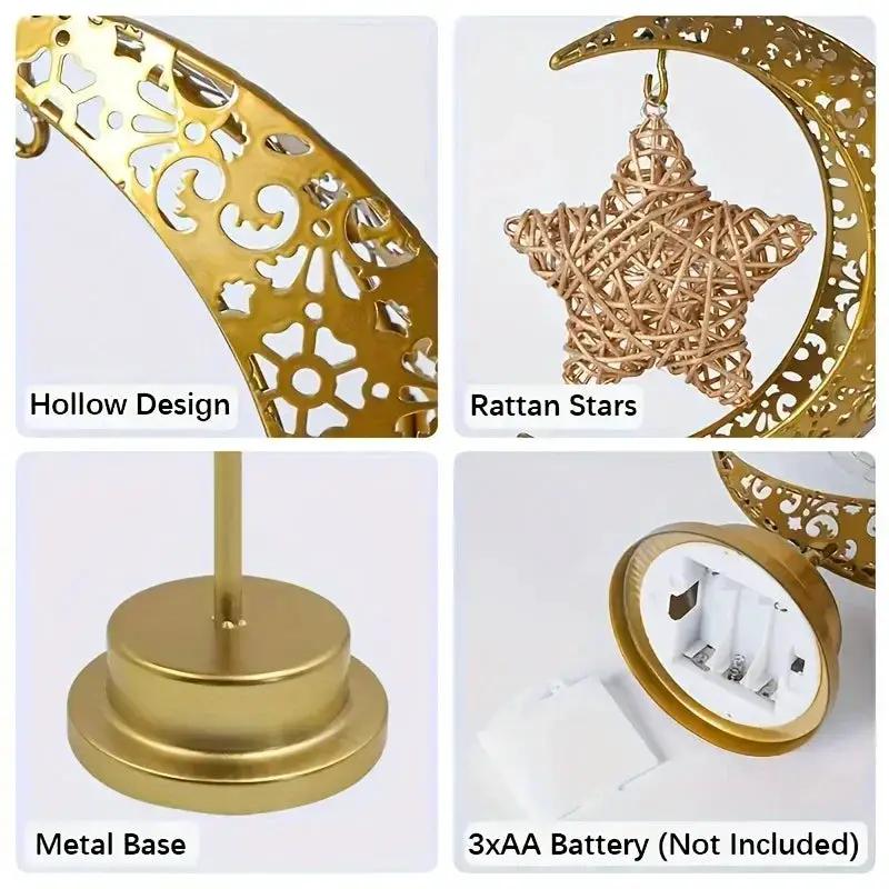 Metal Night Light - Golden Crescent Moon LED by House Of Avana