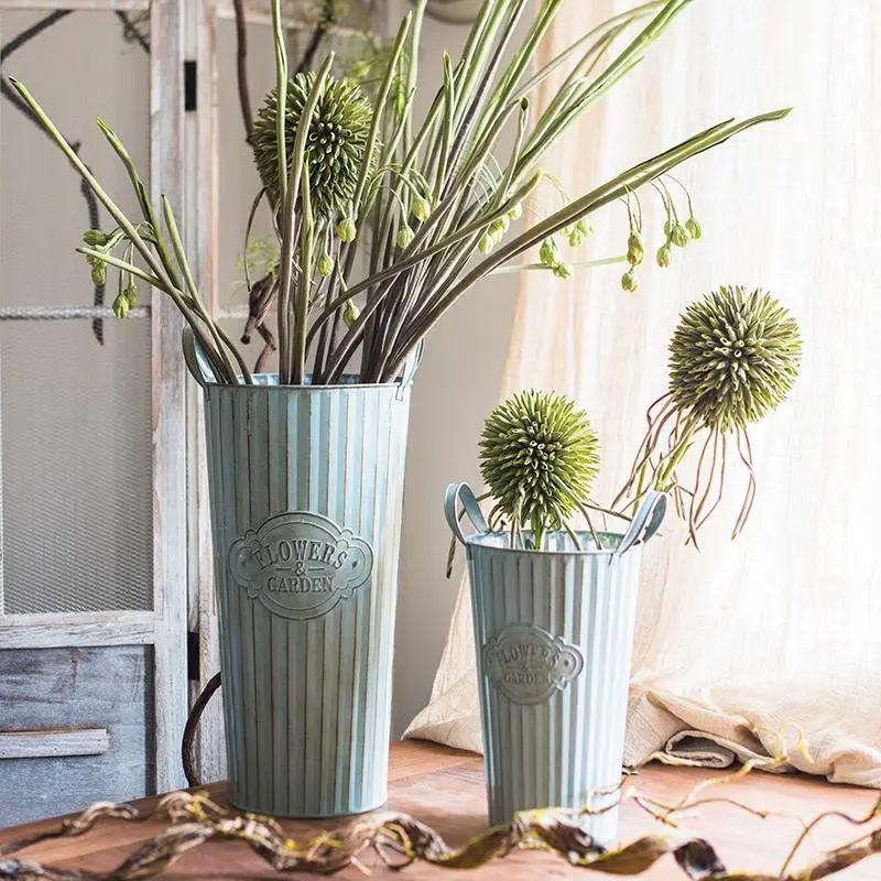 Metal Pot 'Flowers and Garden' Pot with Metal Handles (Set of 3) by RusticReach
