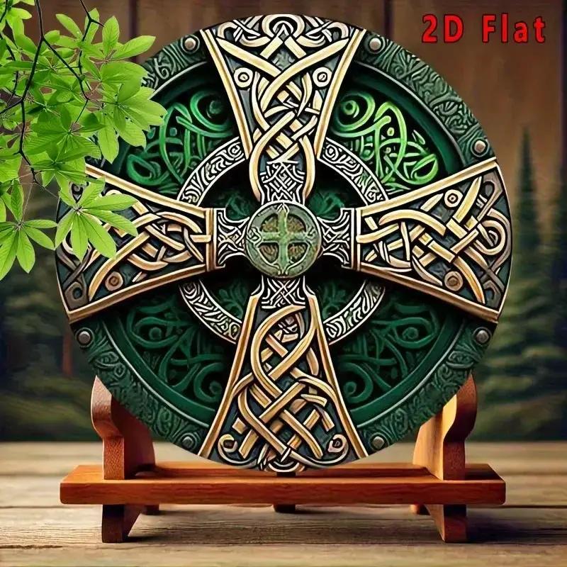 Metal Sign - Celtic Knot Metal Green 8x8 Inch by House Of Avana