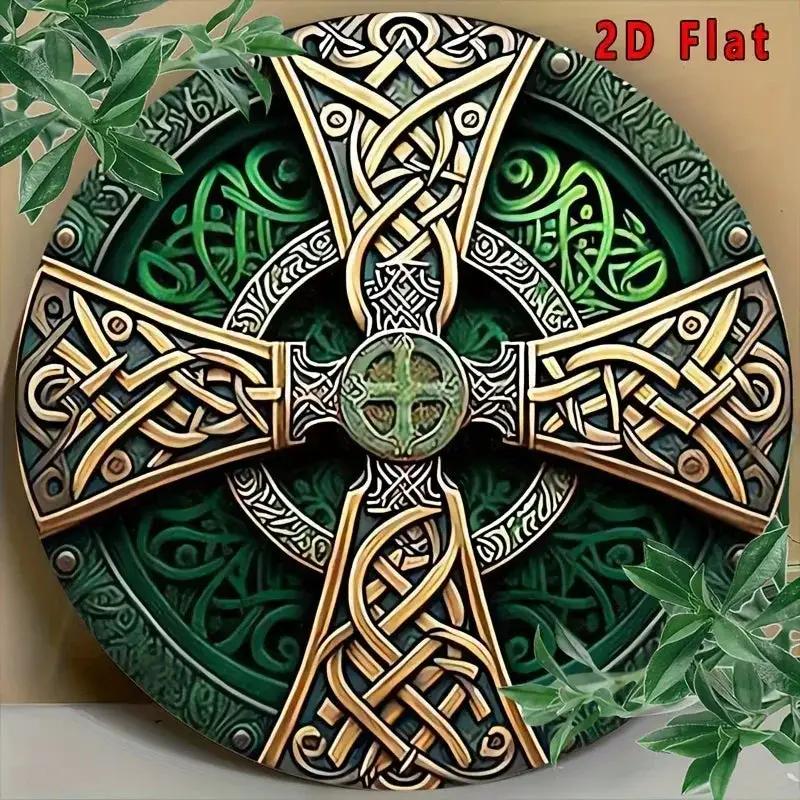 Metal Sign - Celtic Knot Metal Green 8x8 Inch by House Of Avana