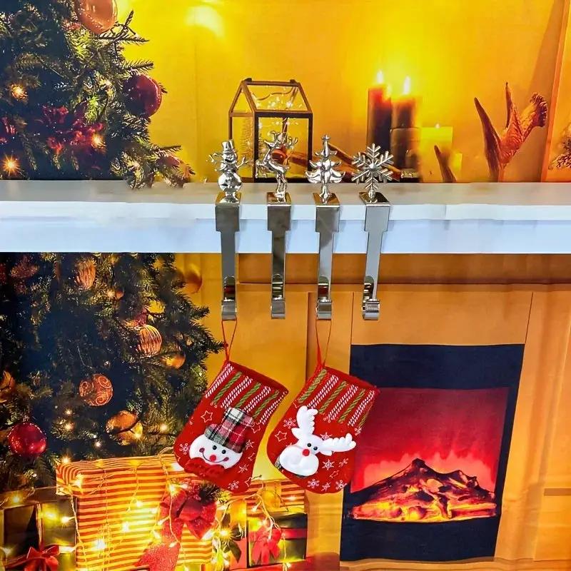 Metal Sock Hook - Heavy-Duty Iron Fireplace Hanger with Red & Golden Design by House Of Avana