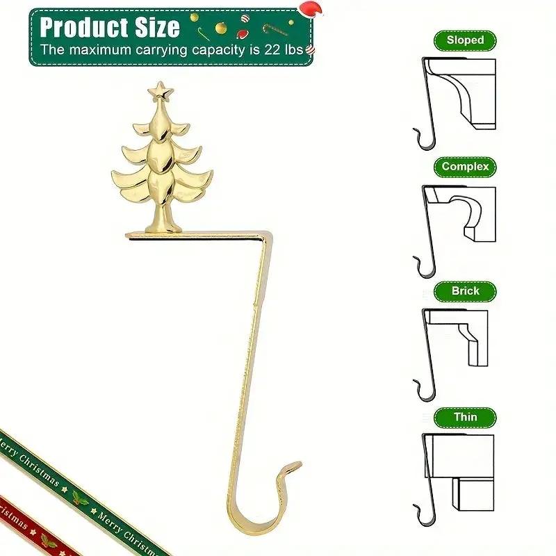 Metal Sock Hook - Heavy-Duty Iron Fireplace Hanger with Red & Golden Design by House Of Avana