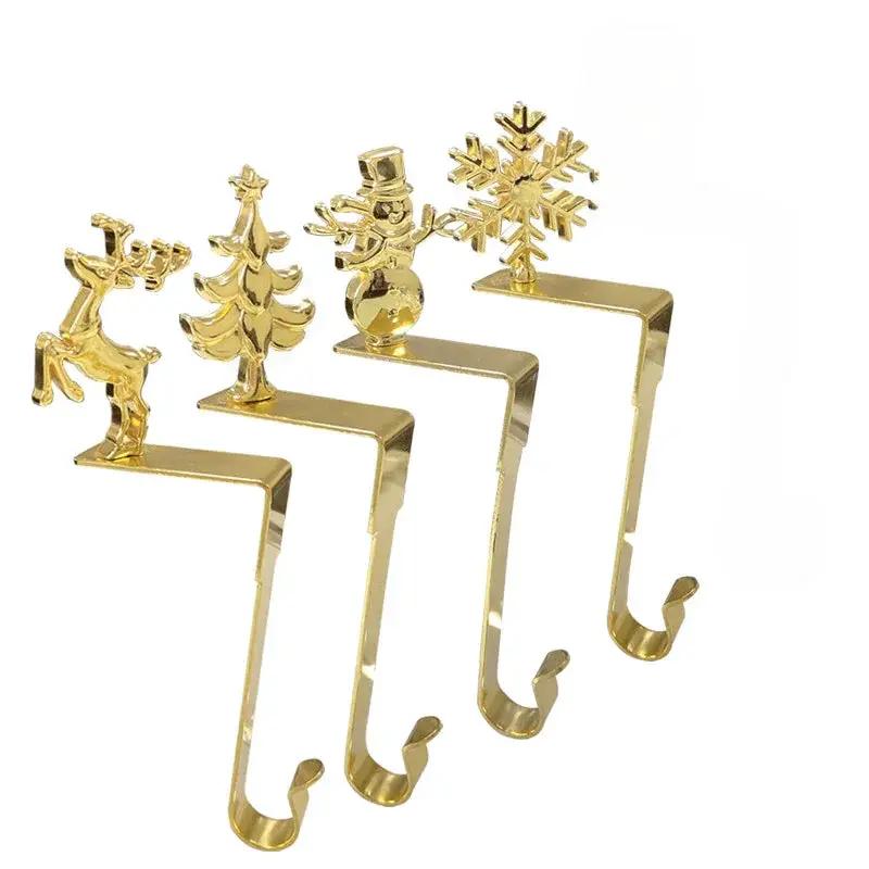 Metal Sock Hook - Heavy-Duty Iron Fireplace Hanger with Red & Golden Design by House Of Avana