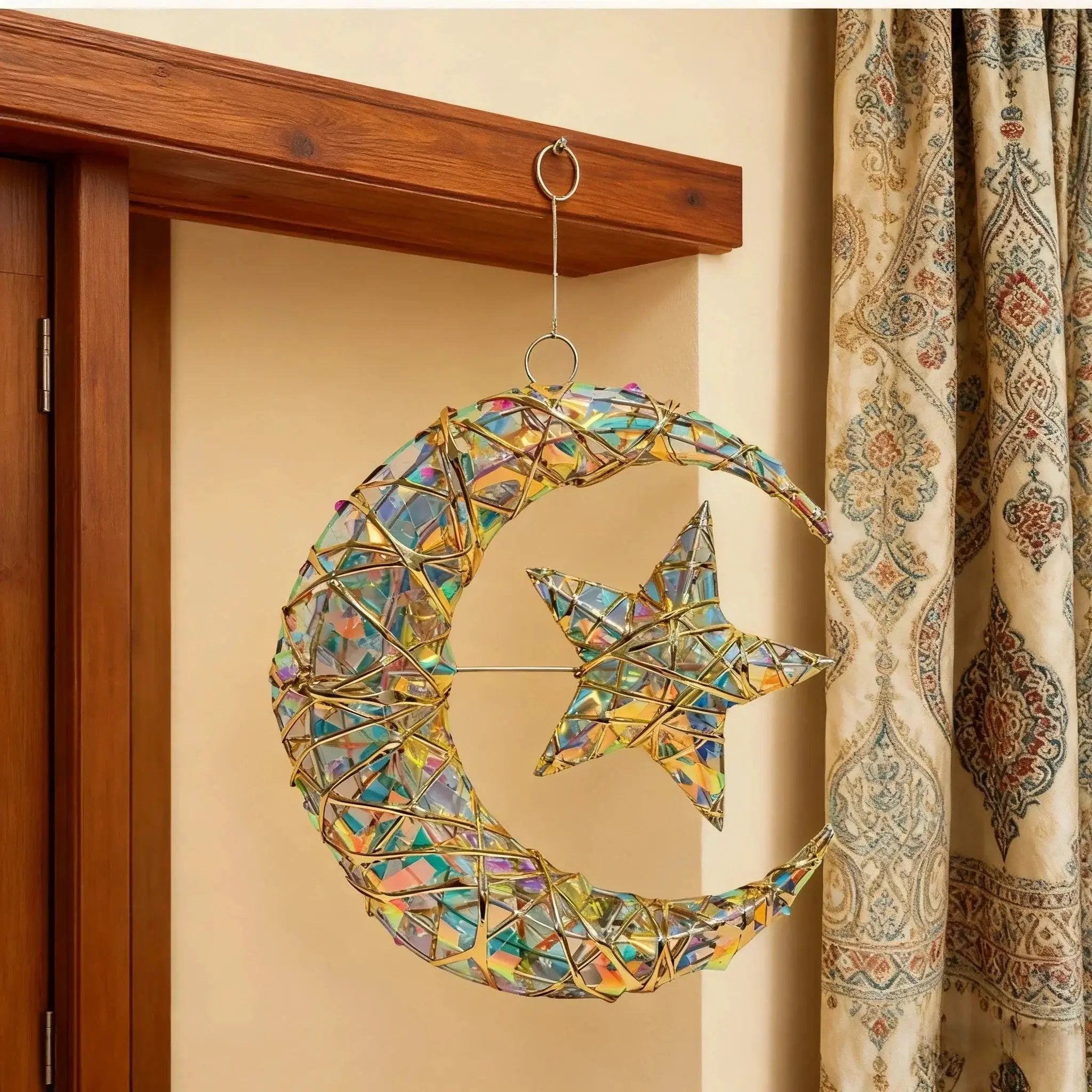 Metal Star Moon Pendant - 11.8-inch Luxury by House Of Avana