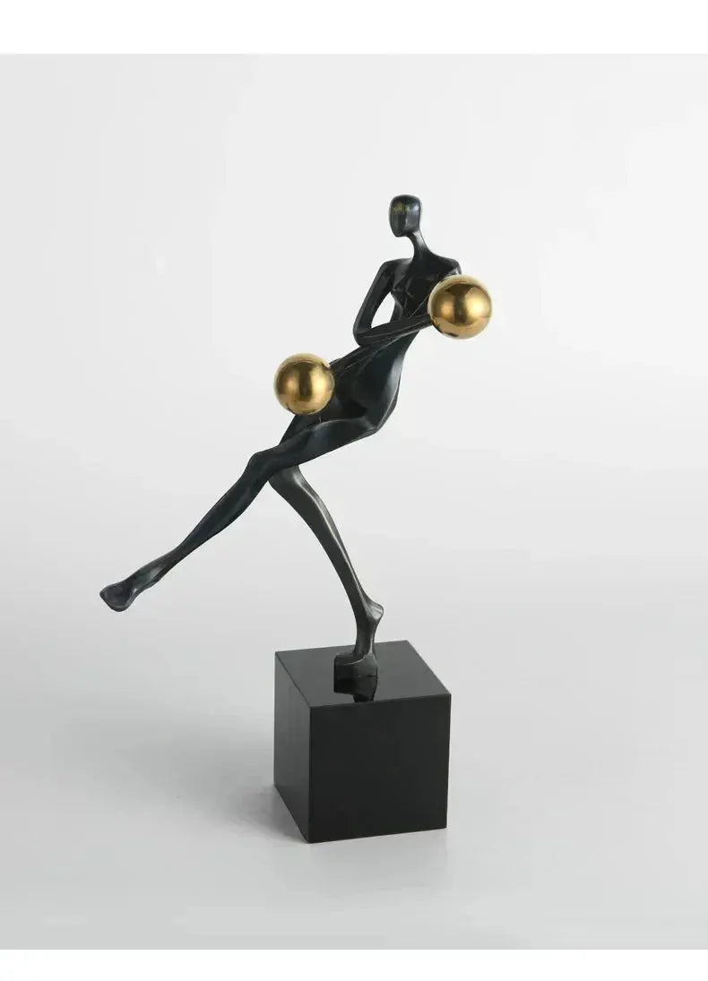 Modern Abstract Human Sculpture with Golden Spheres | Table Decor by House Of Avana