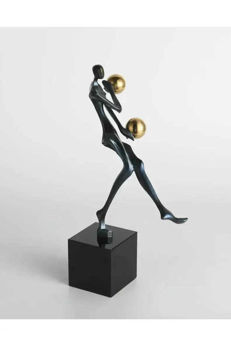 Modern Abstract Human Sculpture with Golden Spheres | Table Decor by House Of Avana