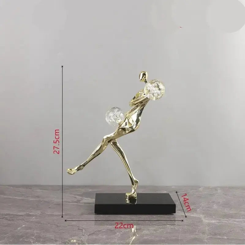 Modern Abstract Human Sculpture with Golden Spheres | Table Decor by House Of Avana
