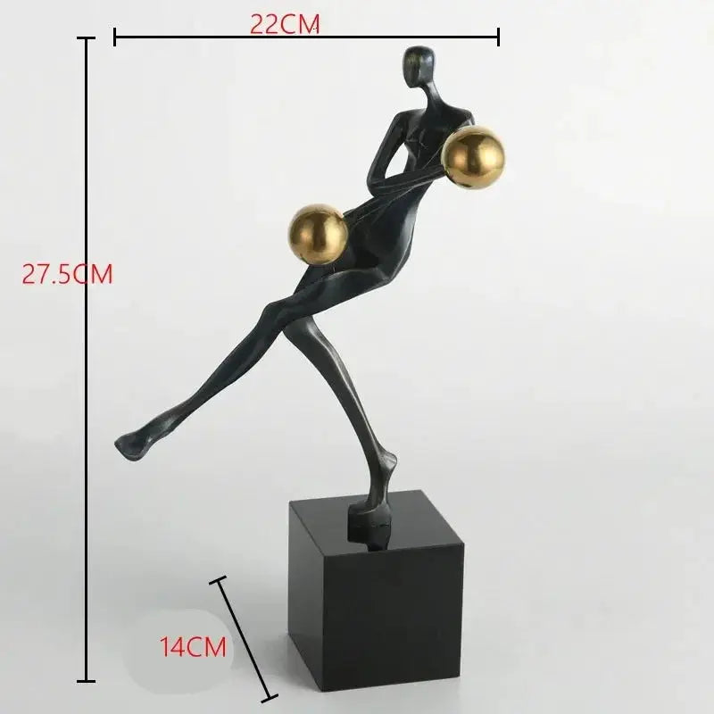 Modern Abstract Human Sculpture with Golden Spheres | Table Decor by House Of Avana
