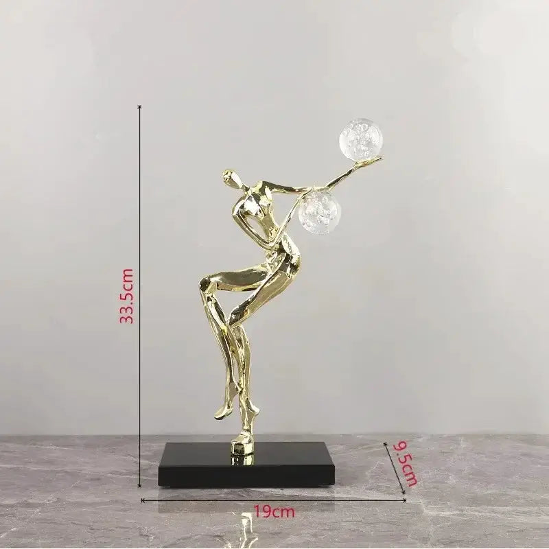 Modern Abstract Human Sculpture with Golden Spheres | Table Decor by House Of Avana