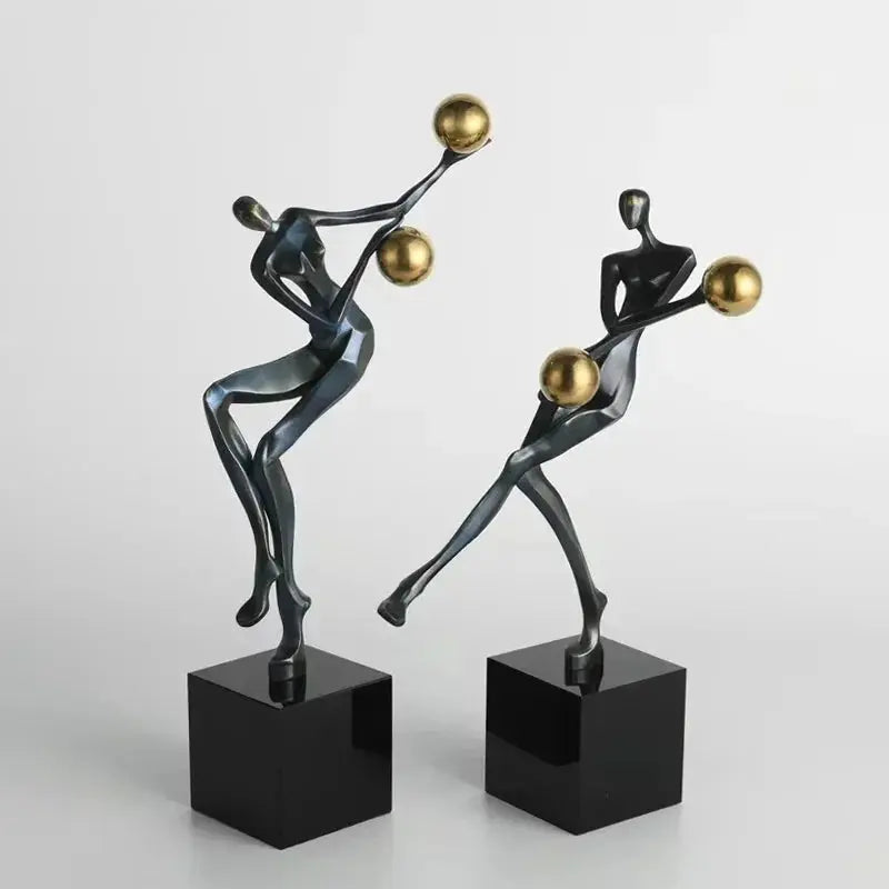 Modern Abstract Human Sculpture with Golden Spheres | Table Decor by House Of Avana