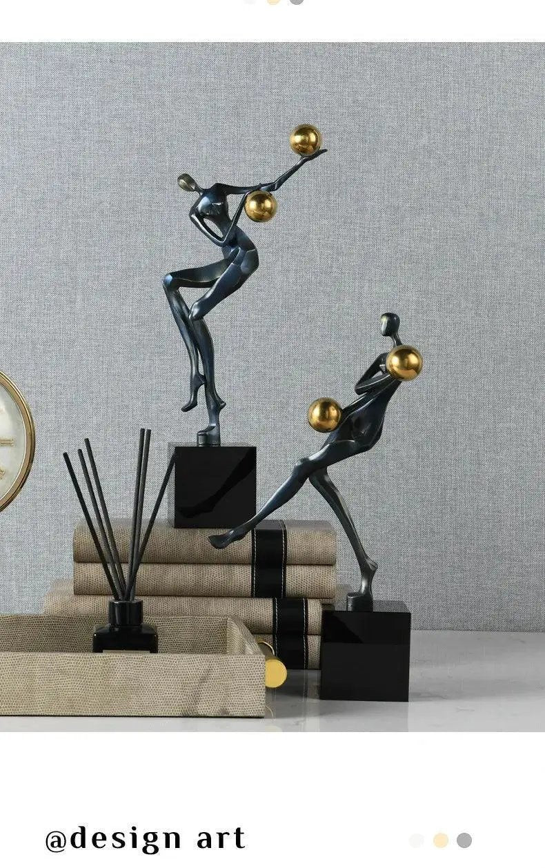 Modern Abstract Human Sculpture with Golden Spheres | Table Decor by House Of Avana
